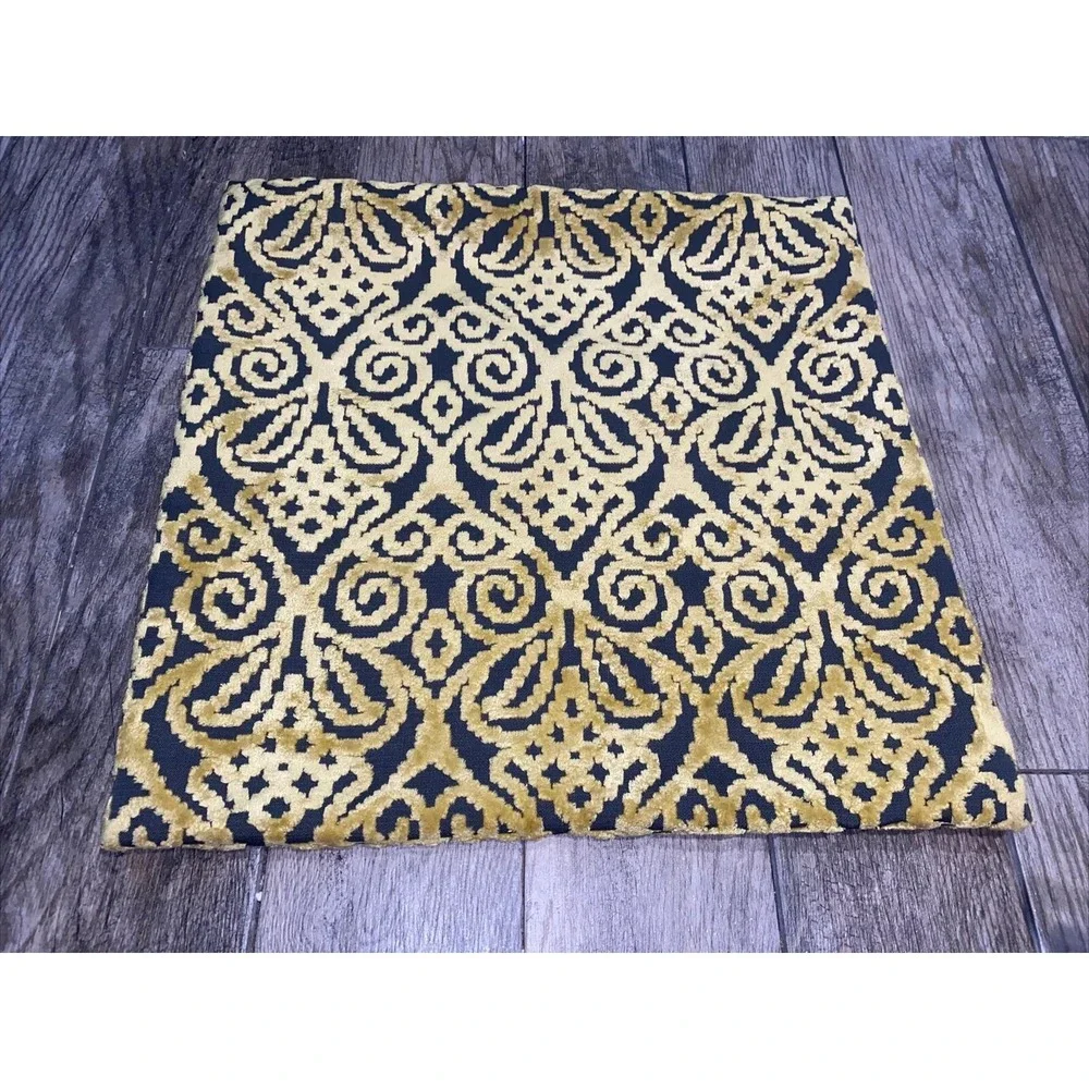 Decorative Design Pillow Cover Raised Yellow-Gold With‎ Gray Inset 21.5 X 21.5